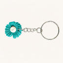 Ridged Teal Daisy Keychain