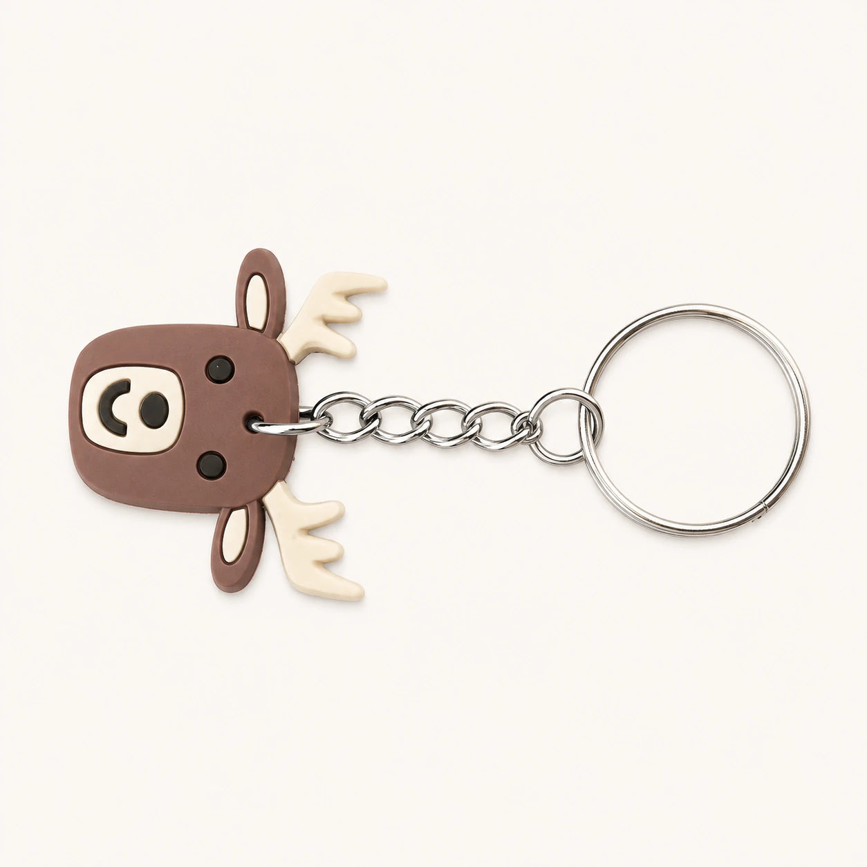 Cute Brown Antlered Moose Keychain