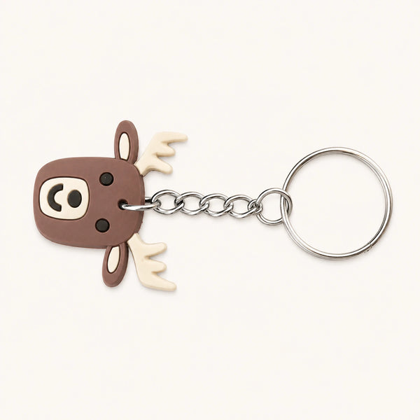 Cute Brown Antlered Moose Keychain