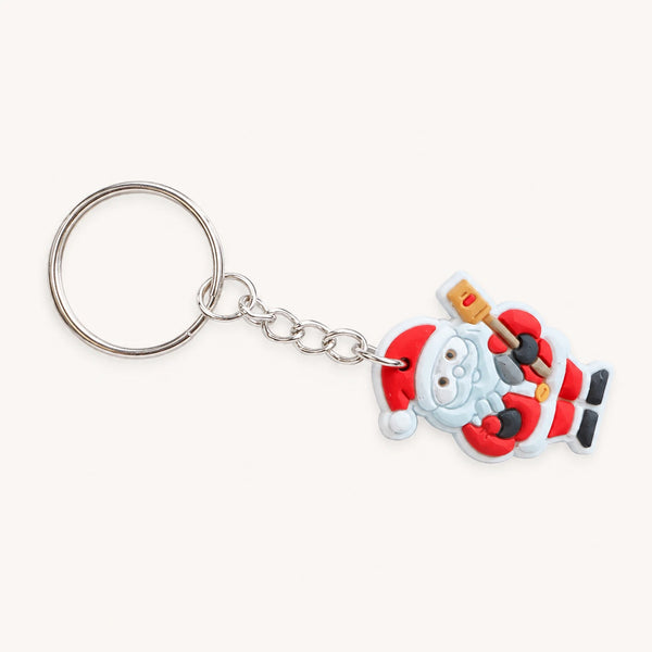 Christmas Santa Holding Bell Keychain