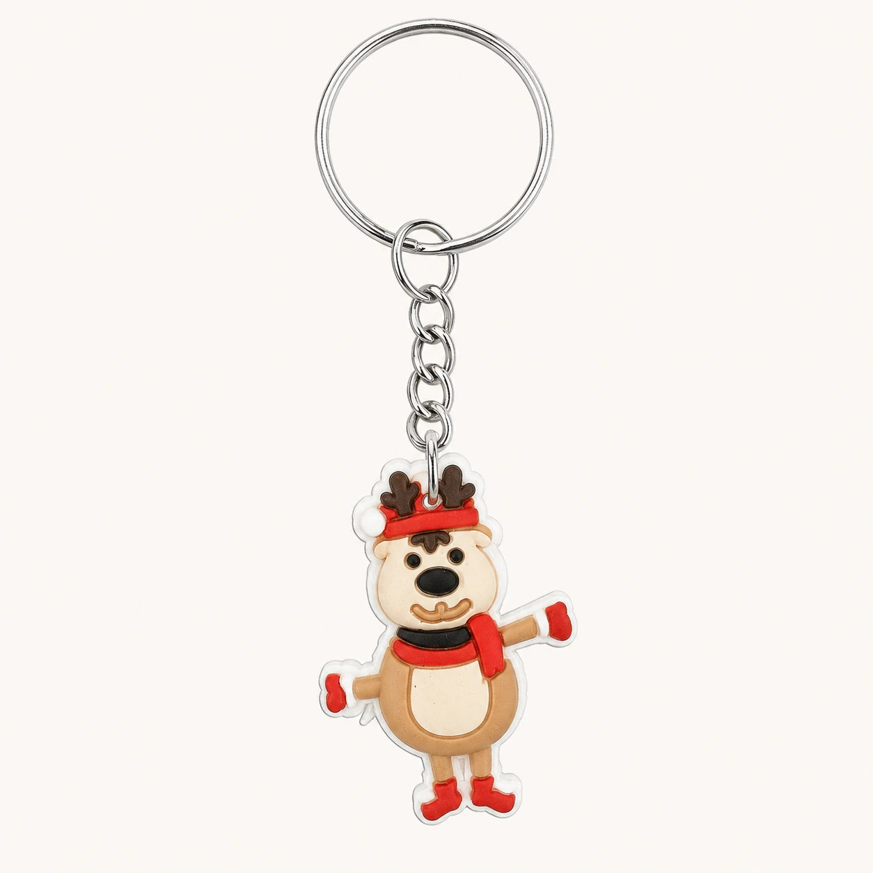 Happy Reindeer Red Winter Outfit Keychain