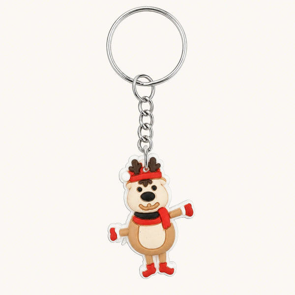 Happy Reindeer Red Winter Outfit Keychain