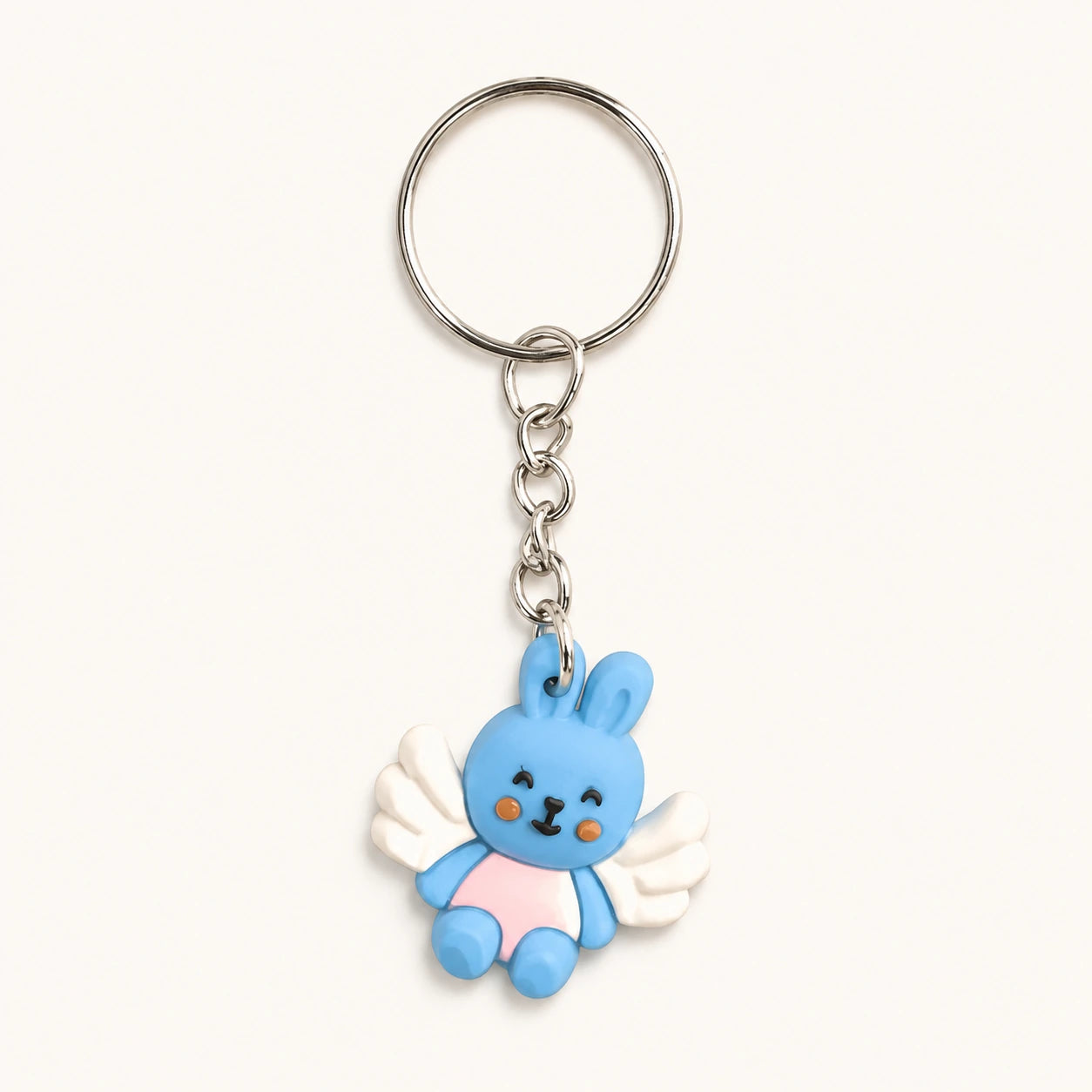 Happy Blue Winged Bunny Keychain