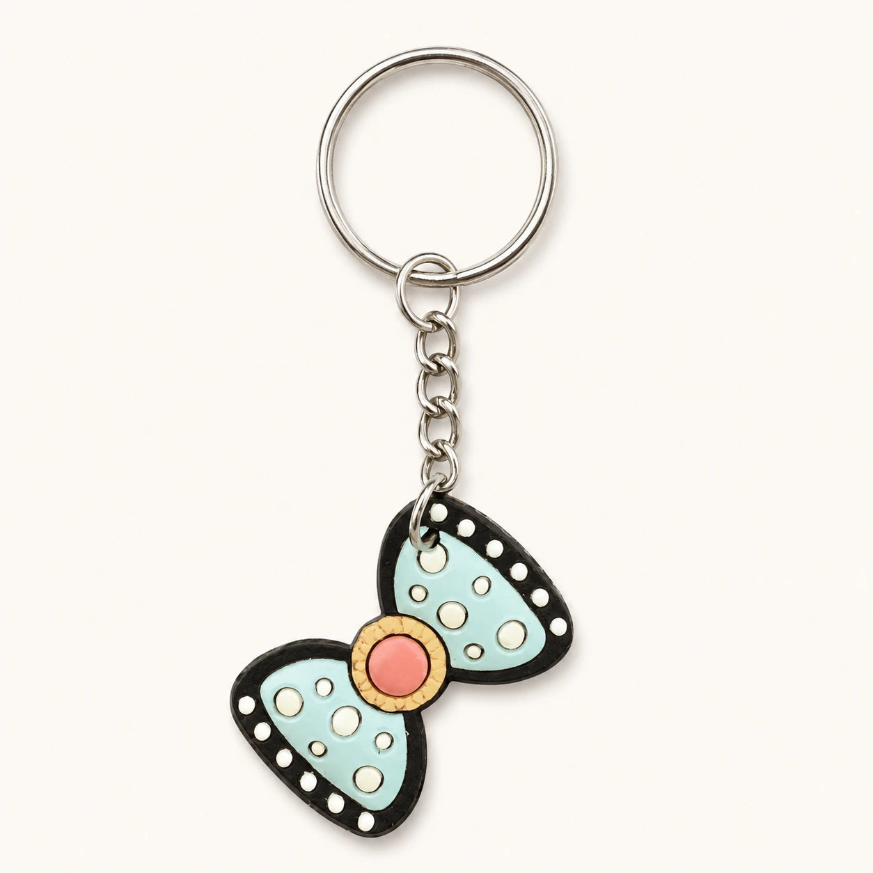 Polka Dot Blue Bow Tie Keychain