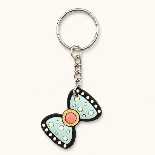 Polka Dot Blue Bow Tie Keychain