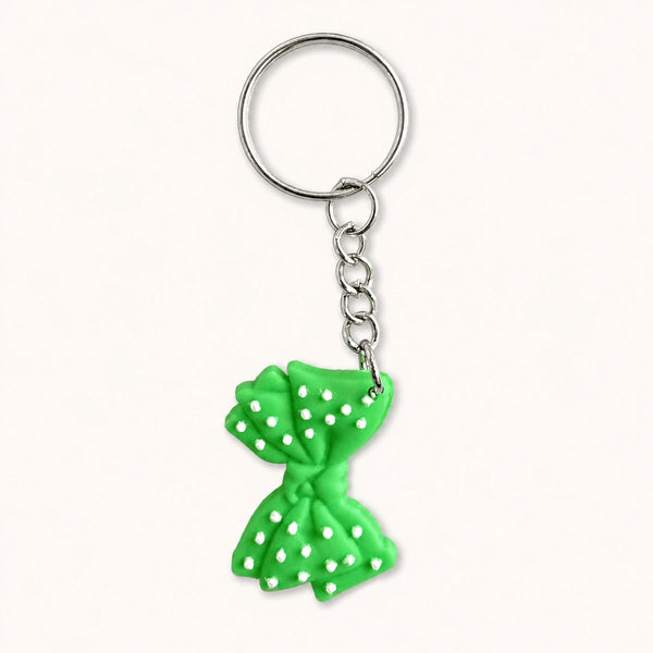 Green Polka Dot Bow Tie Keychain
