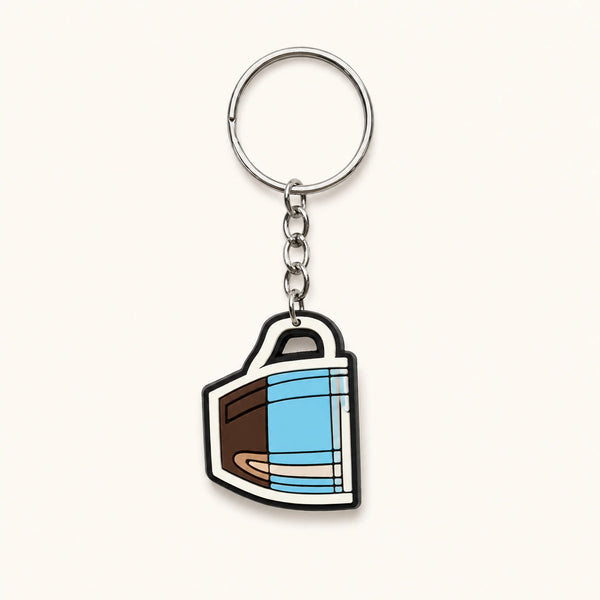 Brown Blue Coffee Mug Keychain