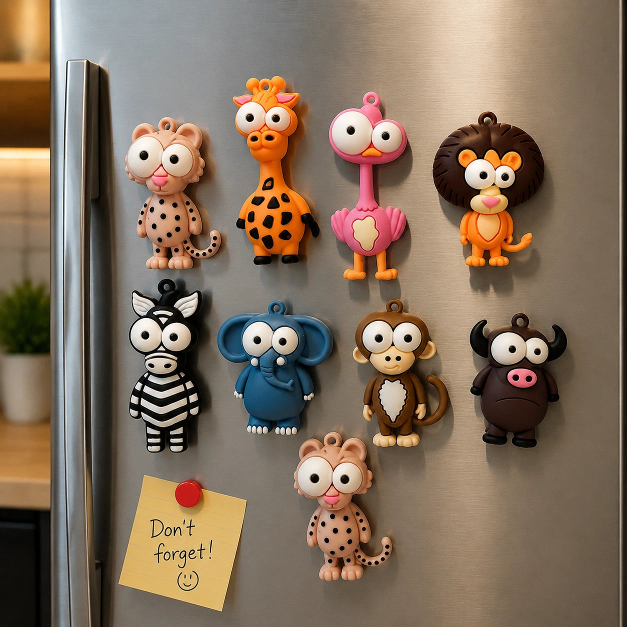 Big Eyes Safari Animal Fridge Magnets — Set of 9