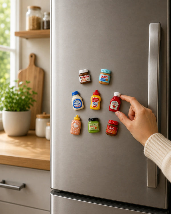 Mini Sauce Jar Fridge Magnets — Set of 8