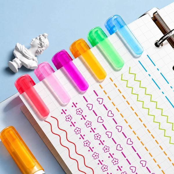 Flower Outline Curve Pens — Set of 6