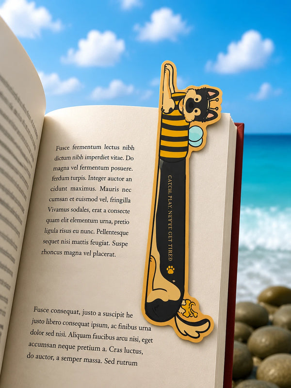 Playful Black Cat Book Tag