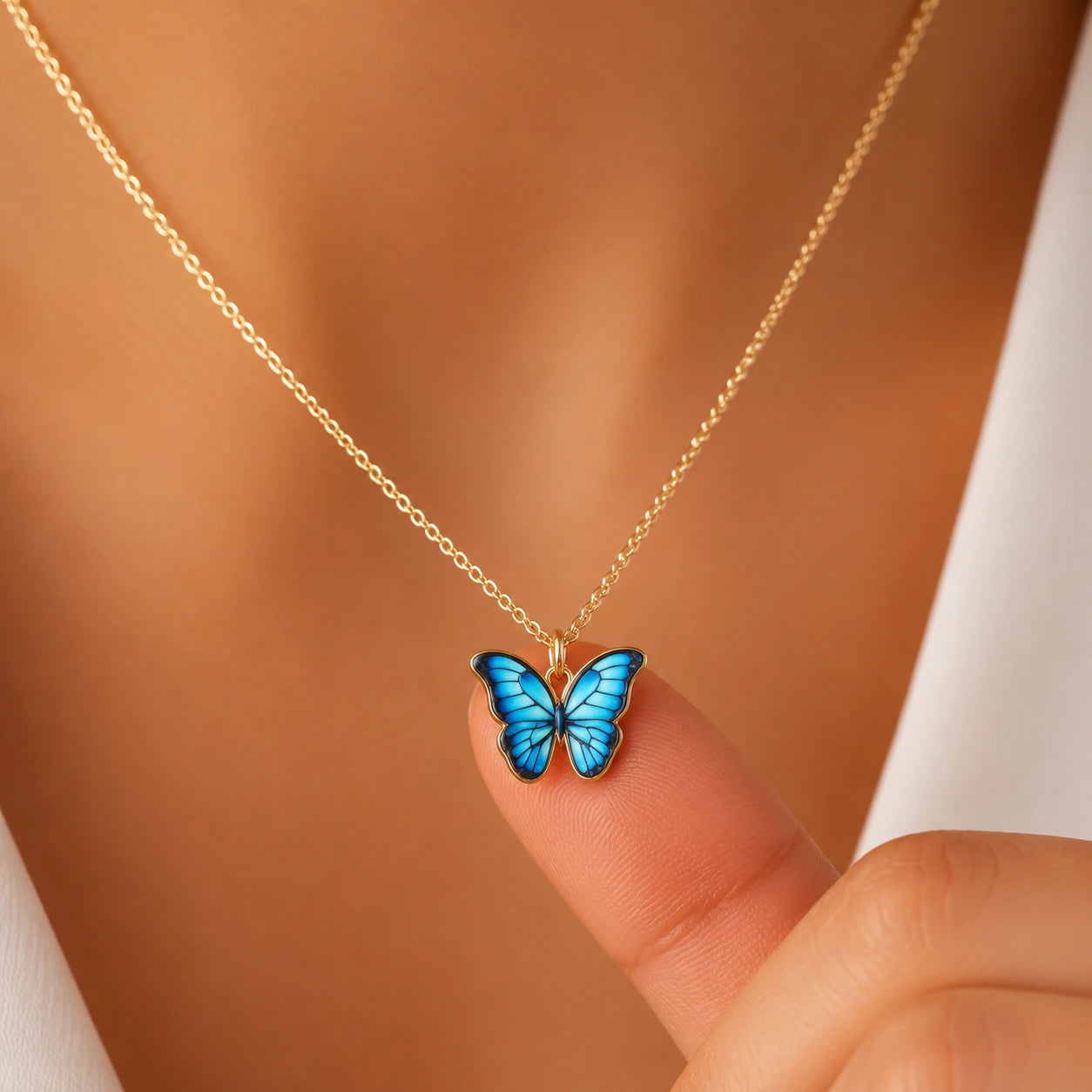 Blue Butterfly Necklace