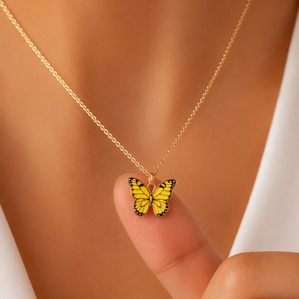 Yellow Butterfly Necklace