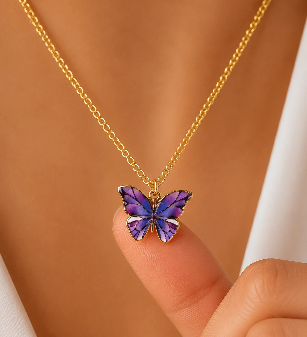 Purple Butterfly Necklace