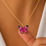 Hot Pink Butterfly Necklace