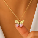 Yellow & Pink Butterfly Necklace